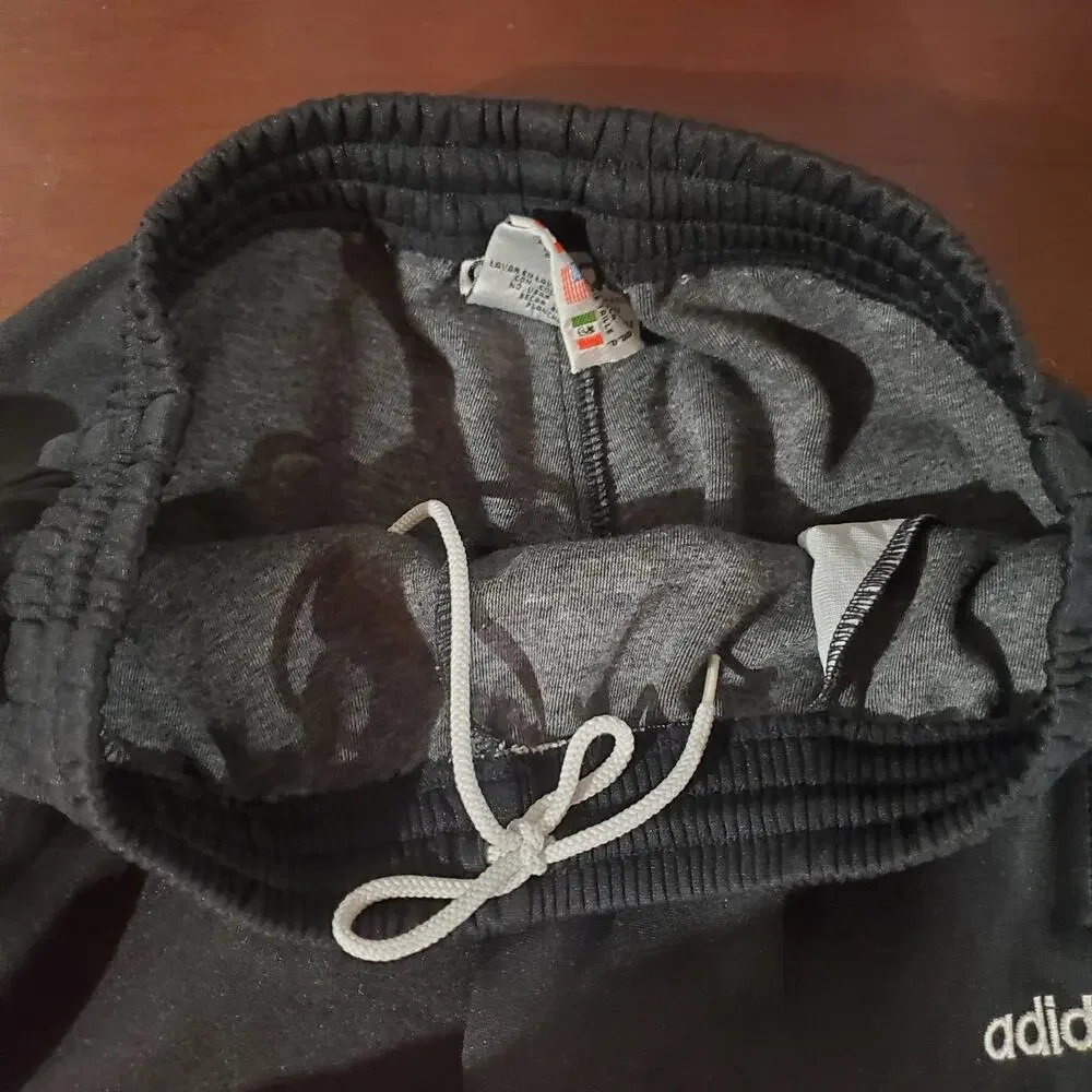 Adidas VTG Y2K Ankle Zip Pull On Track Pants Mens Size S Ribbed Black 3 Stripe